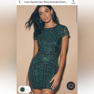 Lulus Spread Your Shine Emerald Green Sequin Embroidered Bodycon Dress